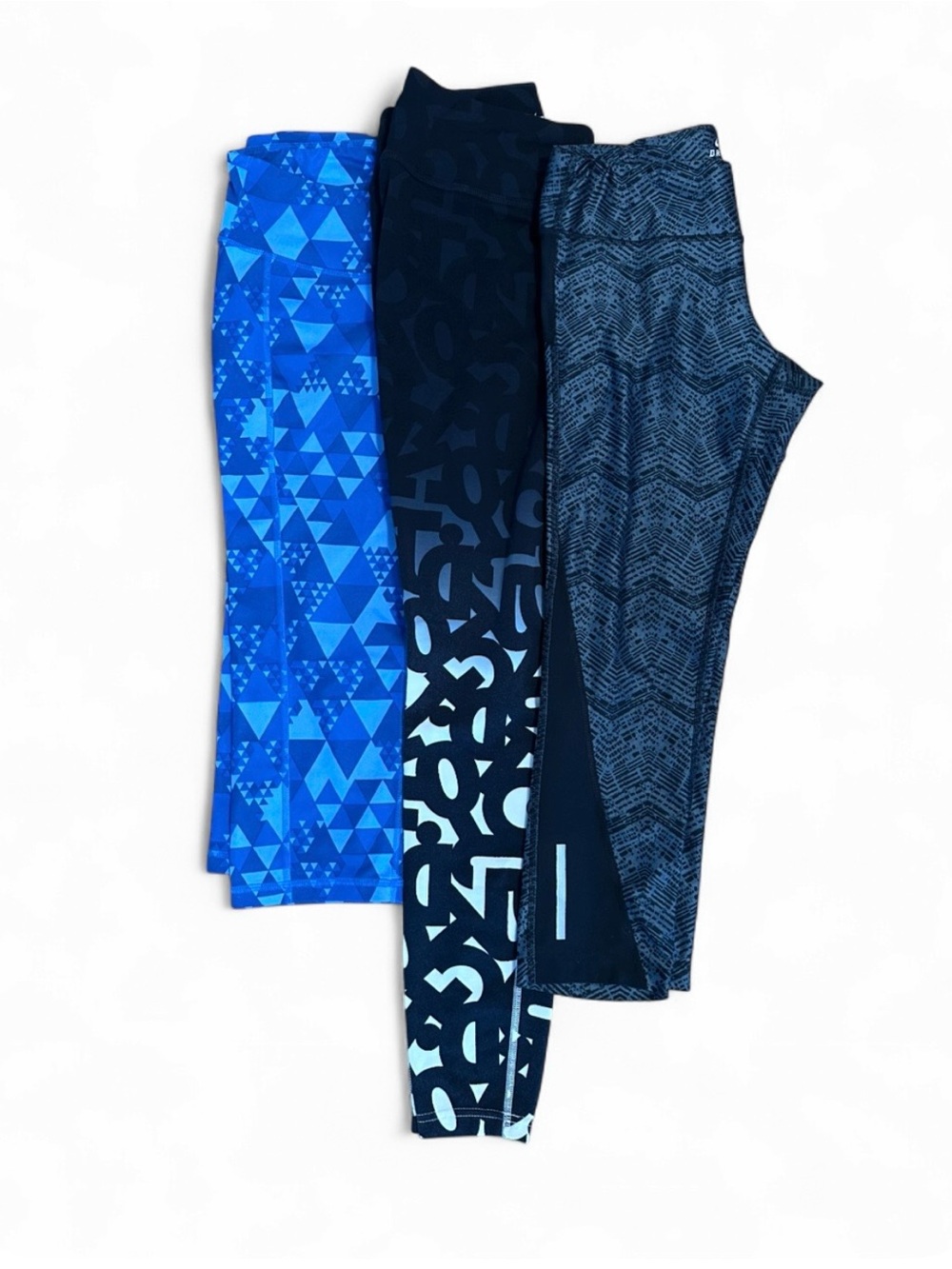 Nike Old Navy Blue & Black Patterned Workout Leggings Set (3)